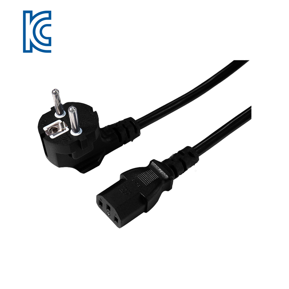 JK04~JK05 Koreanischer dreiadriger Rohrstecker in 90-Grad-gebogener Stecker C13-Produktsuffix KC-zertifiziertes Netzkabel